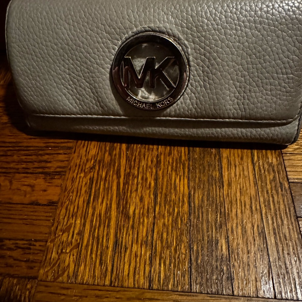 Michael Kors Pebbled Leather Wallet in Gray